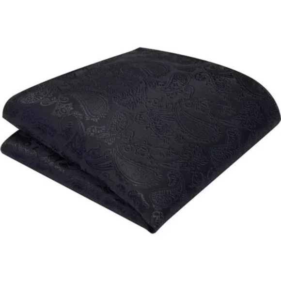 New Paisley Adjustable Pre-tied Cufflink Set Black - Picture 5 of 6